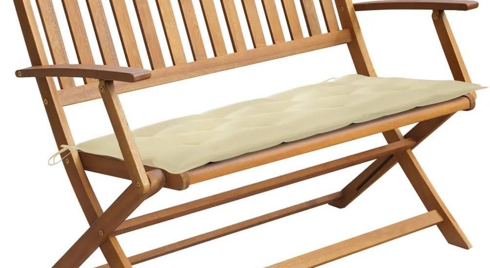 Ławka Ogrodowa Z Poduszką 120 Cm Lite Drewno Akacjowe