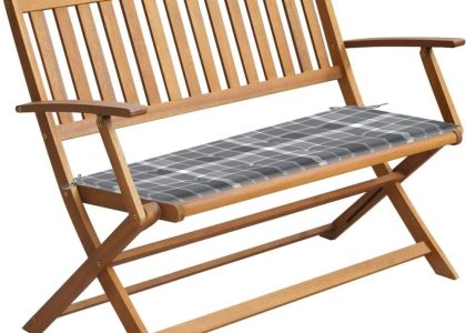 Ławka Ogrodowa Z Poduszką 120 Cm Lite Drewno Akacjowe