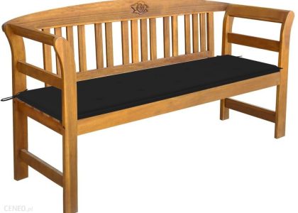 Ławka Ogrodowa Z Poduszką 157 Cm Lite Drewno Akacjowe
