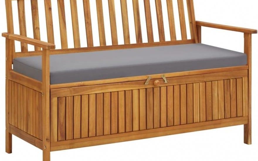 Ławka Ogrodowa Ze Schowkiem 120 Cm Lite Drewno Akacjowe Kod: V-310276 +