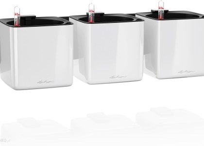Lechuza Donica Cube Glossy Home Kit Biały Połysk (13523)