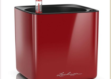Lechuza Doniczka Cube Glossy 14 Wysokość 13,50cm Czerwona Połysk