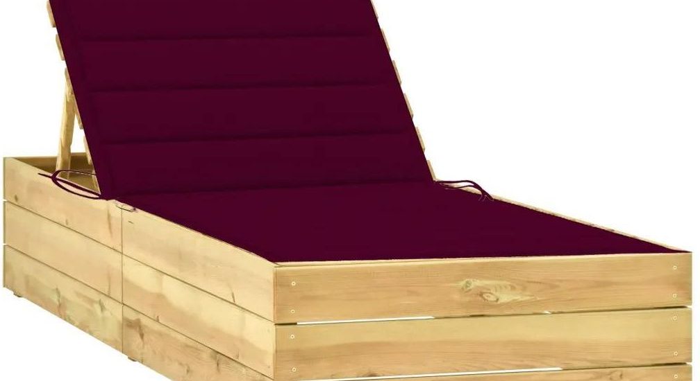 Leżak Z Poduszką W Kolorze Wina Impregnowane Drewno Sosnowe