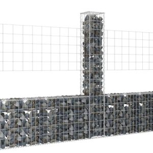 Lumarko 3 Słupki Gabionowe U-Kształtne, 260X20X150cm Żelazne