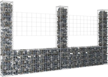 Lumarko 3 Słupki Gabionowe U-Kształtne, 260X20X150cm Żelazne