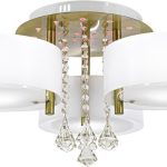 Mdeco Abażurowa Glamour Oprawa Z Kryształkami Biała Mosiądz (DRS8006321QG)