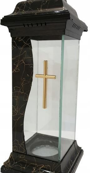 Mk System Znicz Kapliczka Szklana Z Krzyżem Lampion 38Cm