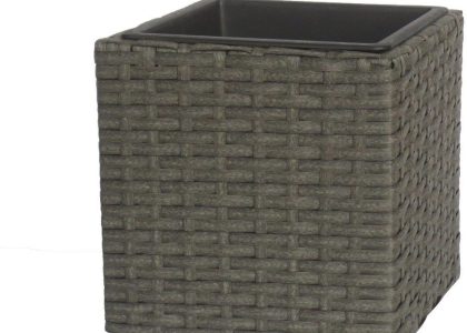 Nac Happy Garden Doniczka Technorattan Kwadratowa Szara 28X28X28Cm