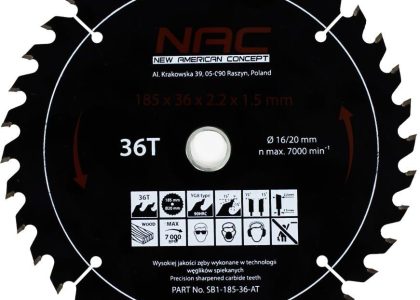NAC Tarcza widiowa do drewna SB1-185-36-AT