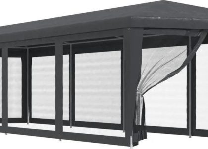 Namiot Imprezowy Z 10 Ścianami Z Siatki Antracyt 3X12m Hdpe