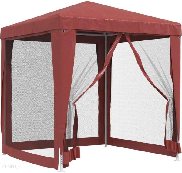 Namiot Imprezowy Z 4 Siatkowymi Ścianami Czerwony 2X2m Hdpe