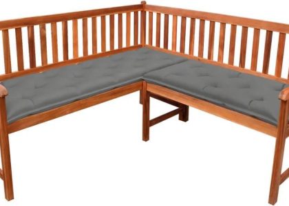 Narożna Ławka Ogrodowa Z Poduszkami 150 Cm Drewno Akacjowe