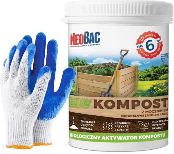 Neobac Bio Kompost Biologiczny Aktywator Kompostu 1Kg + Rękawice