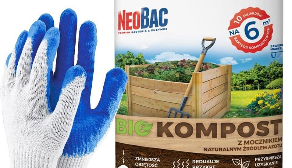 Neobac Bio Kompost Biologiczny Aktywator Kompostu 1Kg + Rękawice