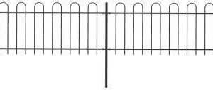 Ogrodzenie Z Zaokrąglonymi Końcami Stalowe 10,2×0,8m Czarne