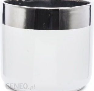 Osłonka ceramiczna Biała Ze Srebrnym Zdobieniem 12,5x13x13cm