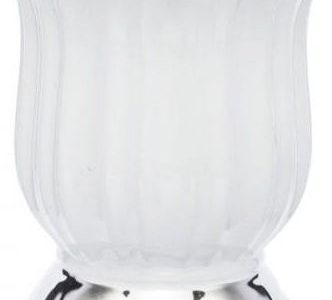 Osłonka ceramiczna Biała Ze Srebrnym Zdobieniem 17,5×15,5×15,5cm