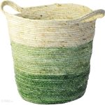 Osłonka Doniczki Kosz Pleciony 33 cm Boho Zielony