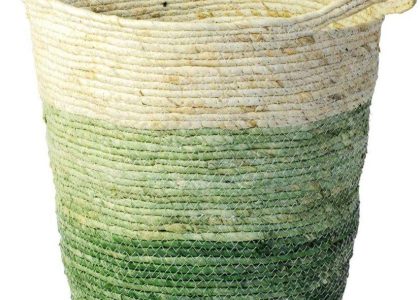 Osłonka Doniczki Kosz Pleciony 33 cm Boho Zielony