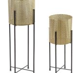 Osłonka Kwietnik Metalowy Złoty Kpl. 2Szt H: 70cm