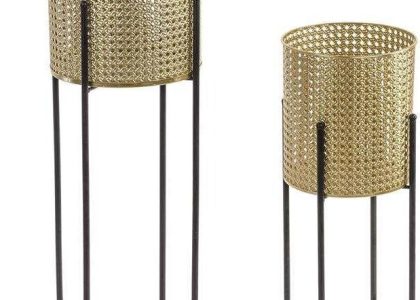 Osłonka Kwietnik Metalowy Złoty Kpl. 2Szt H: 70cm