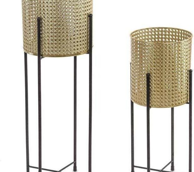 Osłonka Kwietnik Metalowy Złoty Kpl. 2Szt H: 70cm