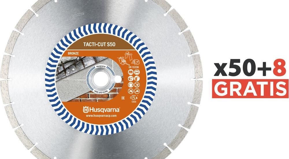 PAKIET – Tarcza diamentowa Husqvarna Tacti-Cut S50 230 mm (50 sztuk + 8 gratis)