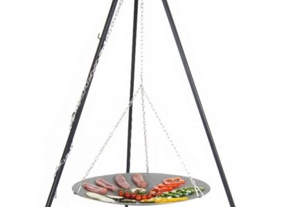 Patelnia Ogniskowa 46Cm Na Trójnogu Viking + Palenisko Ogrodowe Pan 37 60cm