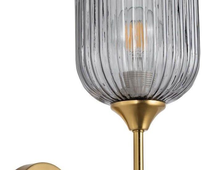 Lampa Polux Plisowana Suffolk Szklany Do Salonu Tuba Loftowa Przydymiona (318879)