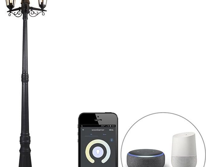 Qazqa Smart Buiten Lantaarn Zwart 3-Lichts Incl. Wifi St64 New Haven