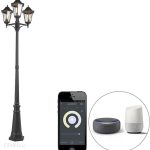 Qazqa Smart Buiten Lantaarn Zwart 3-Lichts Incl. Wifi St64 New Orleans