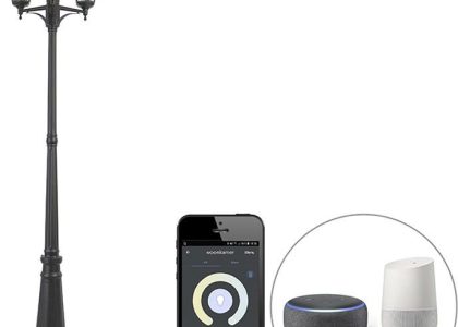 Qazqa Smart Buiten Lantaarn Zwart 3-Lichts Incl. Wifi St64 New Orleans