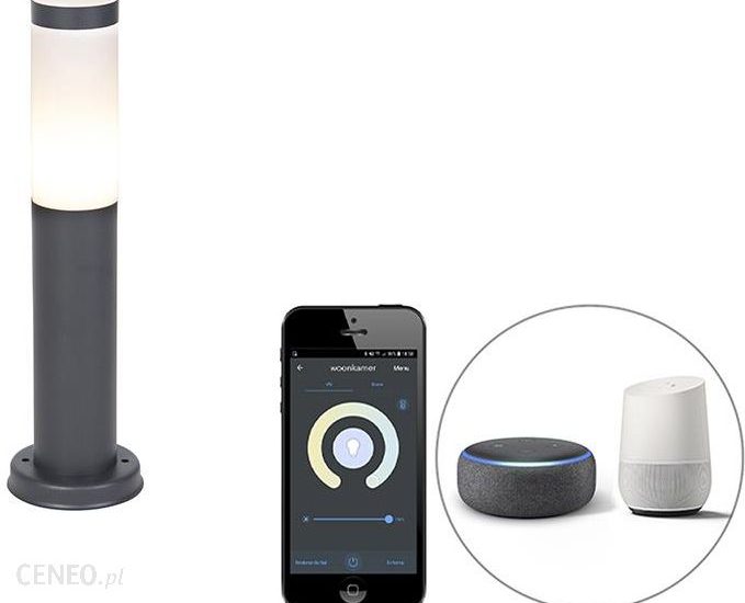 Qazqa Smart Buitenlamp Paal Antraciet 45cm Incl. Wifi P45 Rox