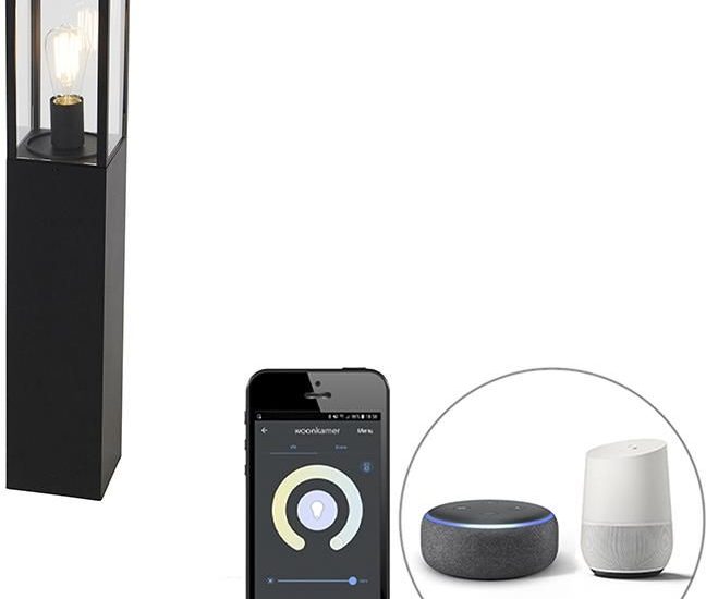 Qazqa Smart Buitenlamp Zwart 80 Cm Ip44 Incl. St64 Charlois
