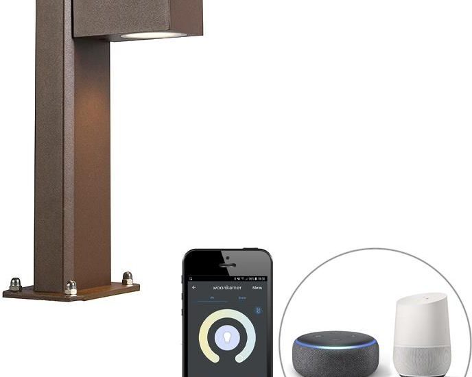 Qazqa Smart Staande Buitenlamp Roestbruin 30cm Ip44 Incl. Wifi Gu10 Baleno