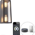 Qazqa Smart Wandlamp Zwart 38cm 2-Lichts Ip44 Incl. Wifi St64 Charlois