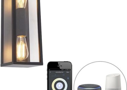 Qazqa Smart Wandlamp Zwart 38cm 2-Lichts Ip44 Incl. Wifi St64 Charlois