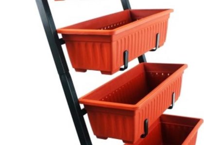 Saska Garden kwietnik ogrodowy kaskadowy z 5 donicami z terakoty czarny