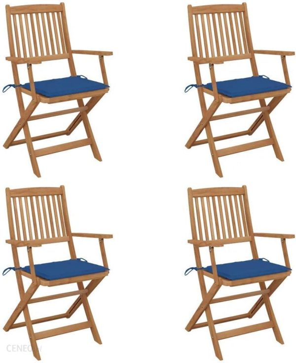 Składane Krzesła Ogrodowe Z Poduszkami 4szt. Drewno Akacjowe