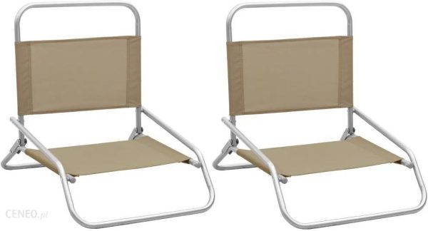 Składane Krzesła Plażowe 2szt. Kolor Taupe Obite Tkaniną