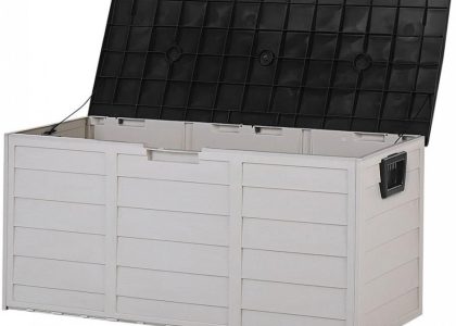 Skrzynia Ogrodowa 112X50cm Beżowa Z Czarnym Locarno