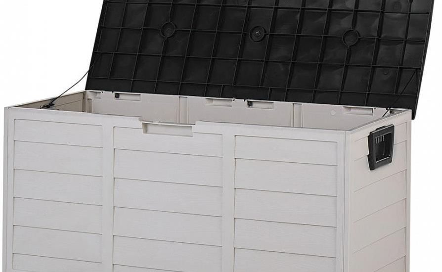 Skrzynia Ogrodowa 112X50cm Beżowa Z Czarnym Locarno