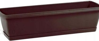 Skrzynka Balkonowa 59×18.4cm Plastikowa Brązowa Z Podstawką Ise600P