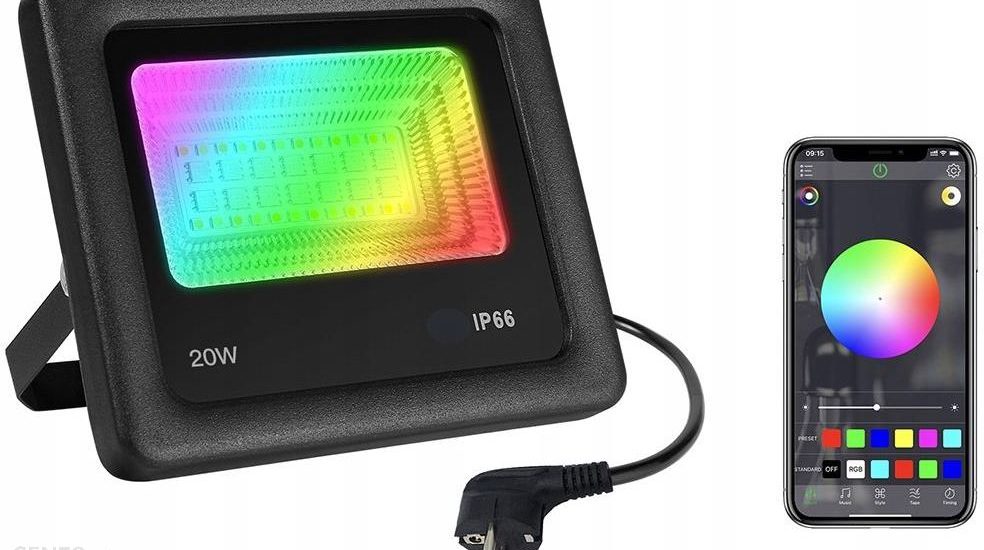 Smart App Rgb Lampa Naświetlacz Led 20W Iluminacja