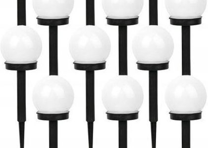 Solarna Ogrodowa Kula Biała Led Wbijana 10Cm 12x
