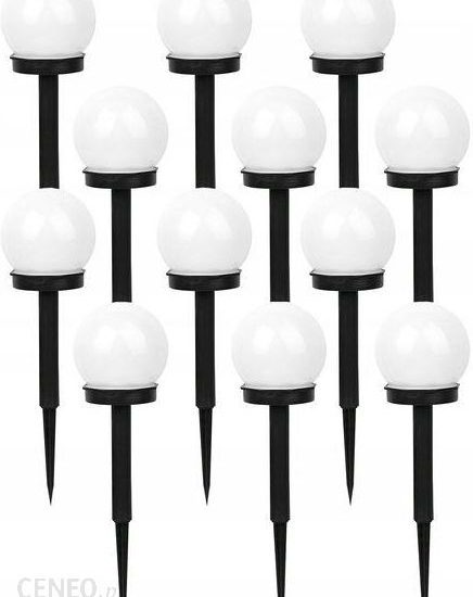 Solarna Ogrodowa Kula Biała Led Wbijana 10Cm 12x