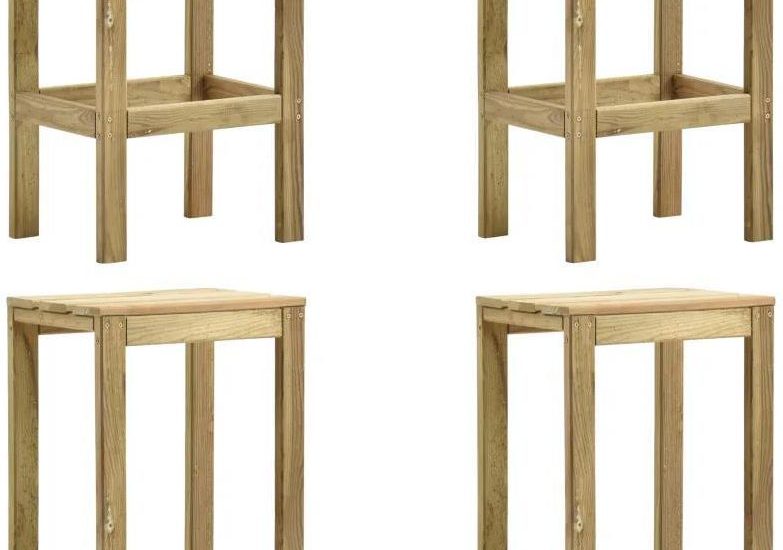 Stołki Barowe 4szt. Impregnowane Drewno Sosnowe