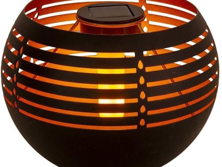 Stołowa Lampa Solarna Led Ogrodowa Kula Czarna Outdoor