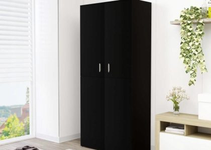 SZAFKA NA BUTY CZARNA 80X39X178 CM