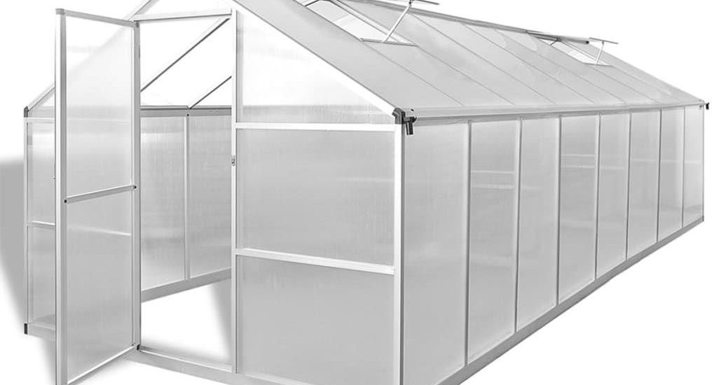 Szklarnia z aluminiową ramą, 481x250x195 cm, 23,44